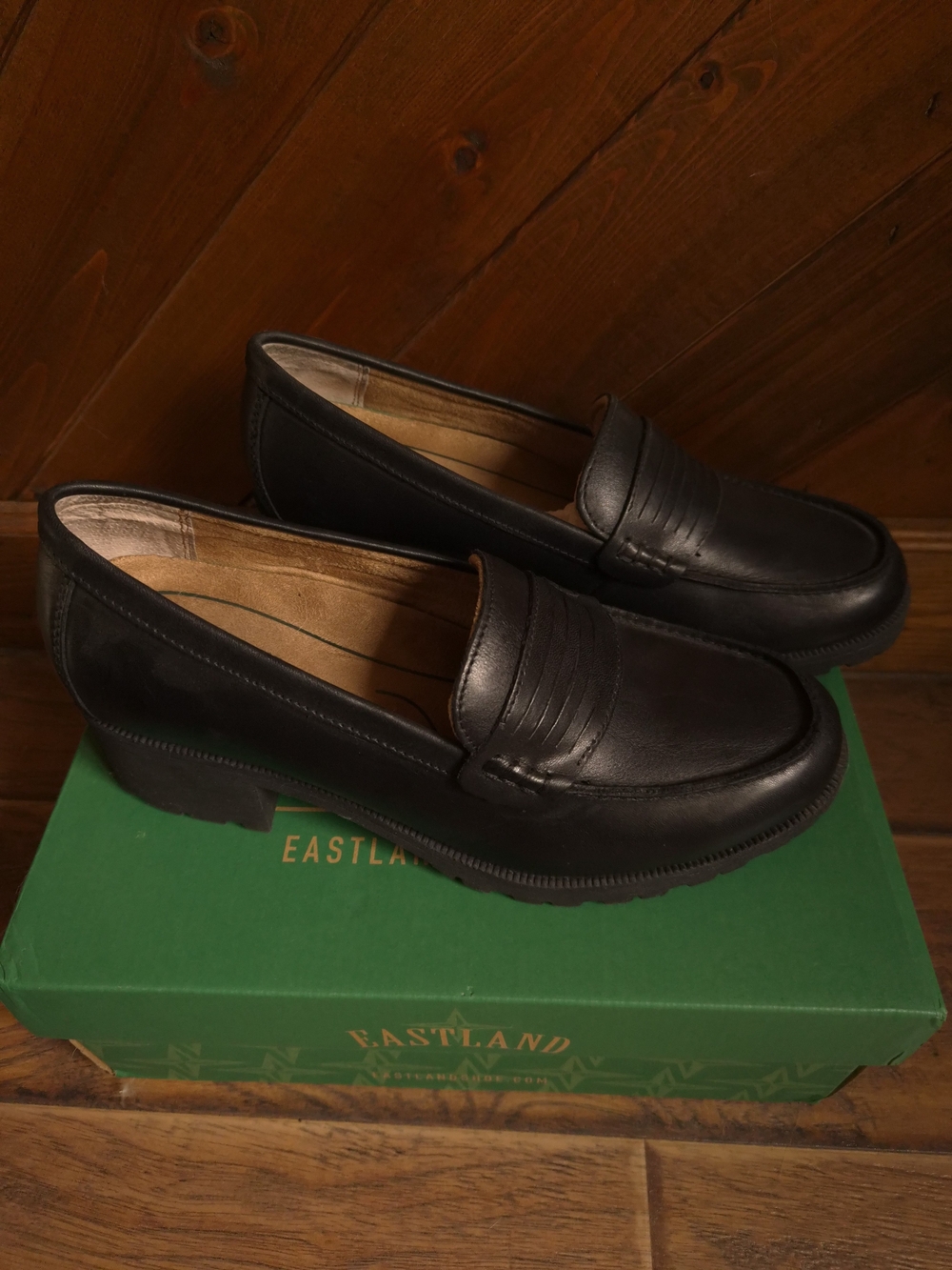 Eastland Black Leather Penny Loafers for Women